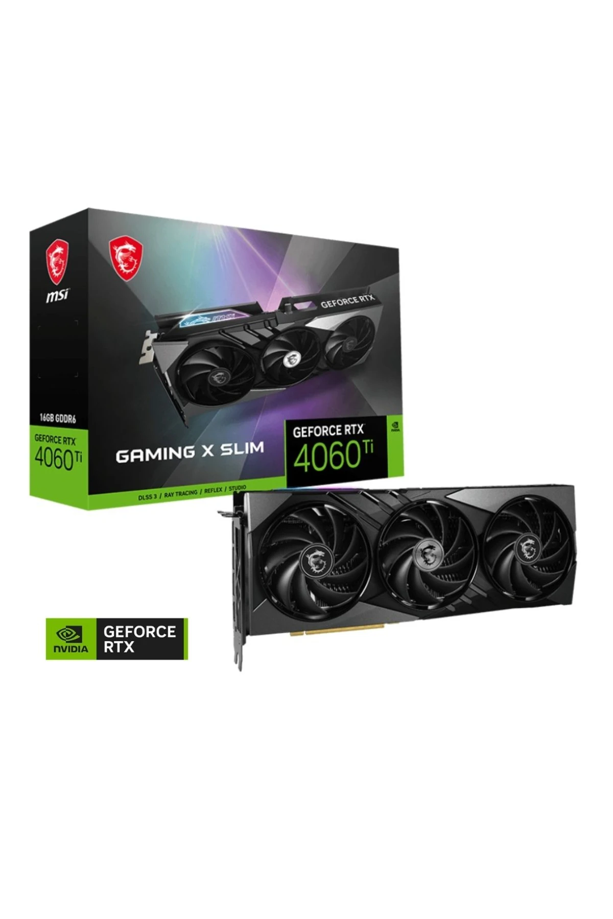 MSI -  Видеокарта Geforce Rtx 4060 Ti Gaming X Slim 16g Gddr6 128bit Dx12 Dlss 3 Gaming (плеер)