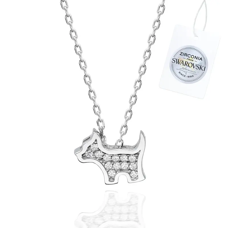Silverlina Gümüş Цирконий Swarovski Taşlı Köpek Kolye
