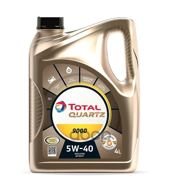 TotalEnergies Масло Мотор. Синт. Total Quartz 9000 5w-40 - 4 Л.   /3 (Россия)
