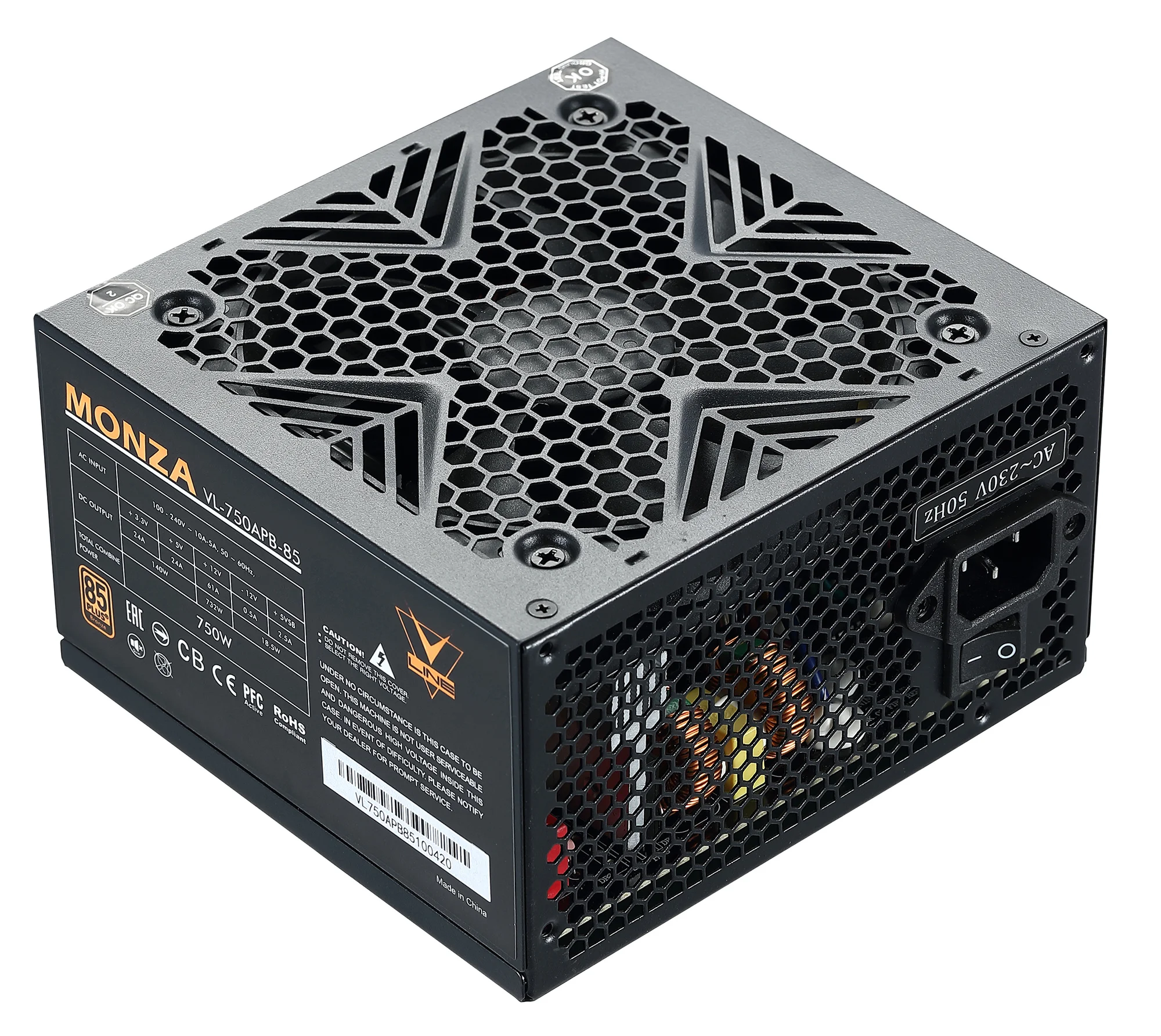 Блок питания Formula ATX 750W MONZA VL750APB85 80+ bronze (24+4+4pin) APFC 120mm fan 7xSATA RTL