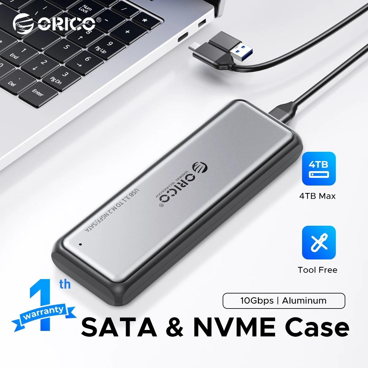 Корпус ORICO M.2 NVMe/SATA SSD, 10 Гбит/с, без инструментов