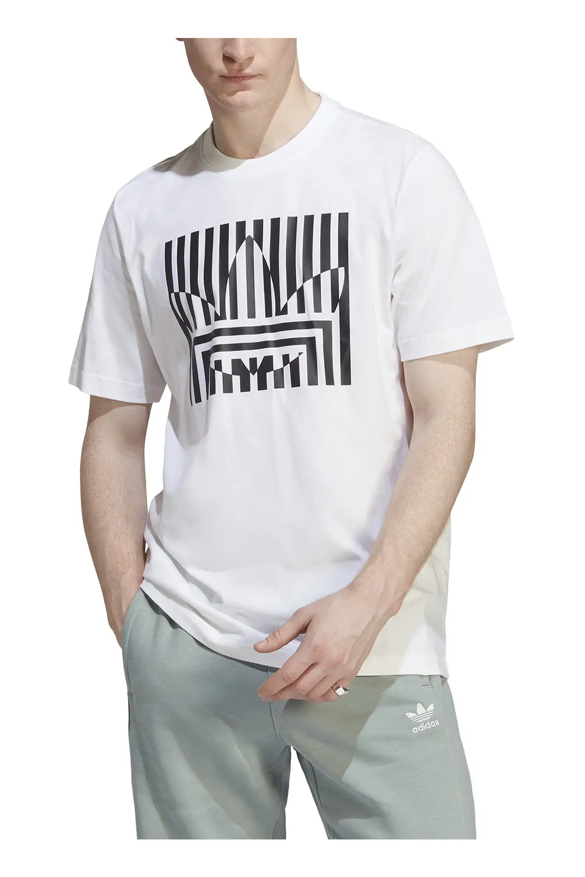Фото adidas -  Велосипедный воротник Обычная белая мужская футболка Ib8708 Grf Tee №5