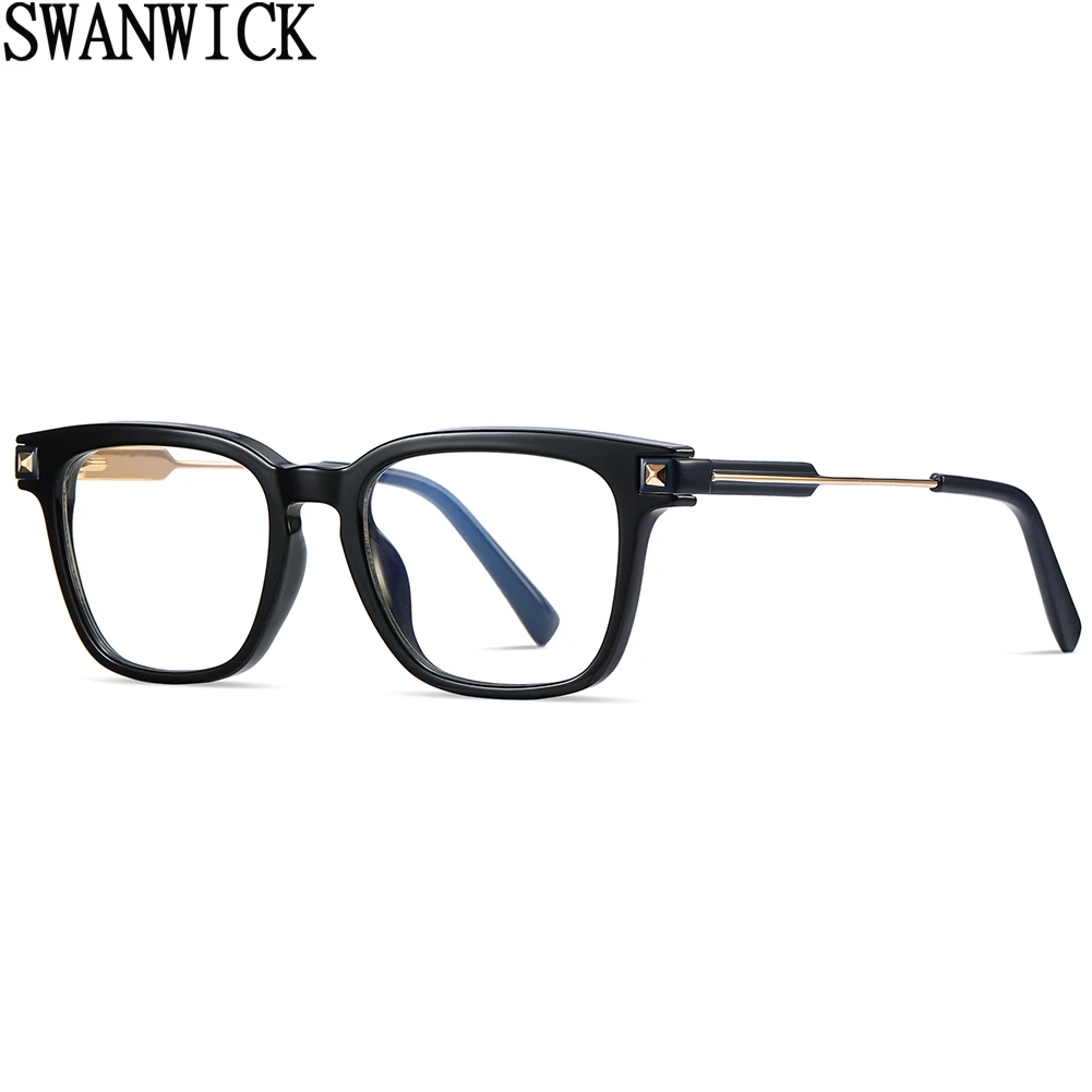 Swanwick TR90 очки с защитой от синего света для женщин полуметаллическая квадратная оправа для очков для мужчин прозрачные линзы унисекс коричнево-серые подарочные товары