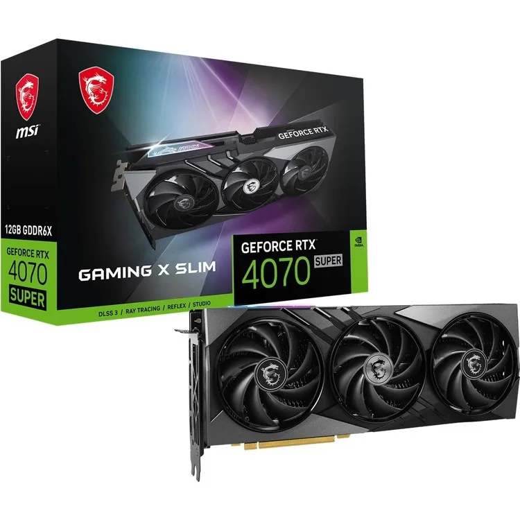 MSI VGA GEFORCE RTX 4070 SUPER 12G GAMING X SLIM RTX4070S 12 ГБ GDDR6X 192B DX12 PCIE 4.0 X16 (3XDP 1XHDMI)