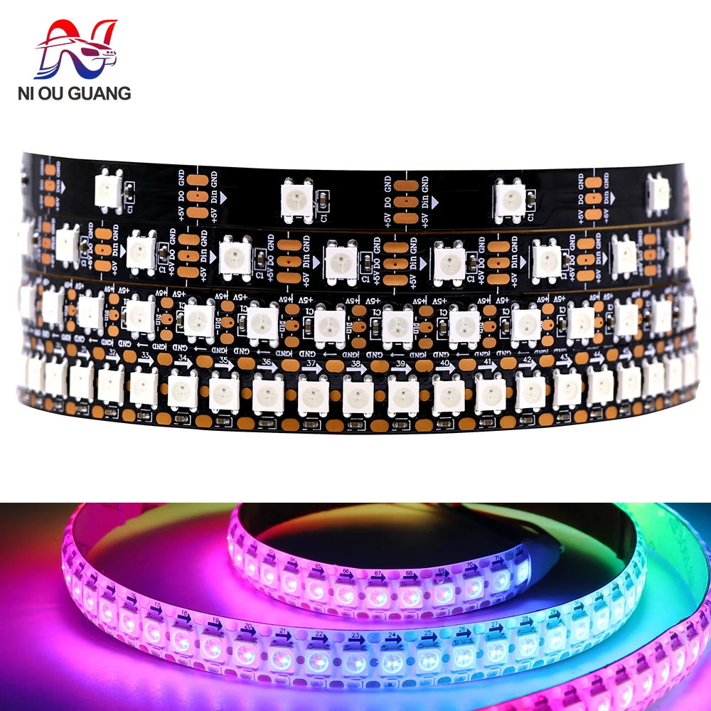 WS2812B WS2811 WS2815 WS2813 Светодиодные ленты RGBIC 30/60/144 пикселей на метр Индивидуально адресуемые интеллектуальные светильники DC5V/12V Светодиодная подсветка