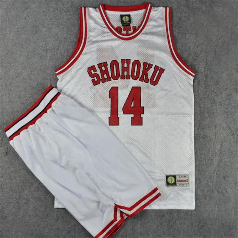 Фото Slam Dunk аниме косплей костюм Shohoku комплект Джерси Hanamichi Sakuragi Rukawa Kaede баскетбольная форма 10, белая спортивная одежда в подарок №4