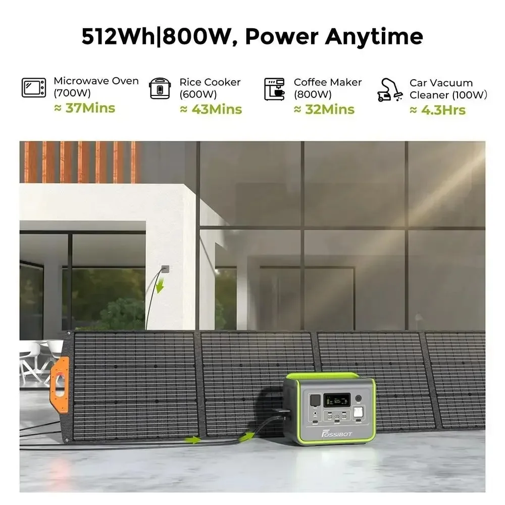 Фото FOSSiBOT F800 портативная электростанция, 512Wh LiFePO4 солнечный генератор, 800 Вт переменного тока, 200 Вт макс. Солнечный вход, 8 розеток, фотосессия №2