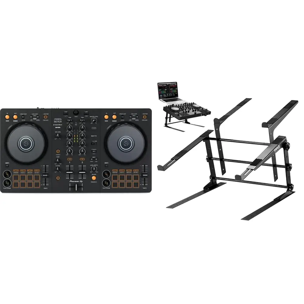 БОЛЬШИЕ СКИДКИ НА 2-дековый Rekordbox и DJ-контроллер Pioneer DJ DDJ-FLX4 + портативная двойная подставка для ноутбука Pyle