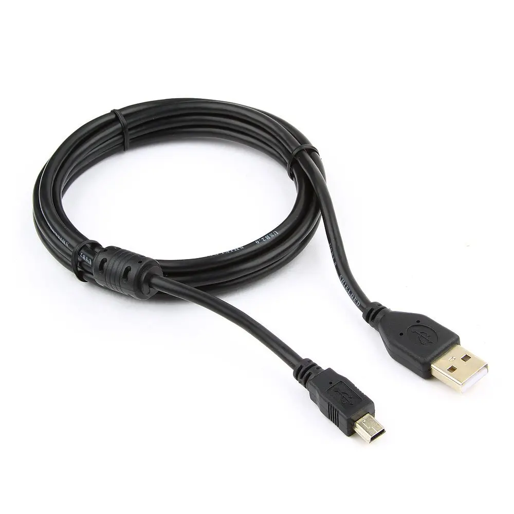 Кабель USB 2.0 Pro Cablexpert, AM/miniBM 5P, 1.8м, экран, ферритовое кольцо, черный, пакет (CCF-USB2-AM5P-6)