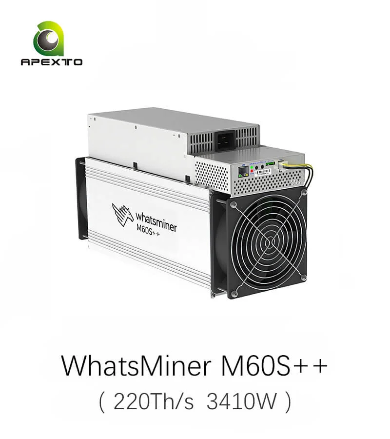 АУТЕНТИЧНЫЙ Bitcoin Miner MicroBT WhatsMiner M60S++ 220T 3410W ОРИГИНАЛ