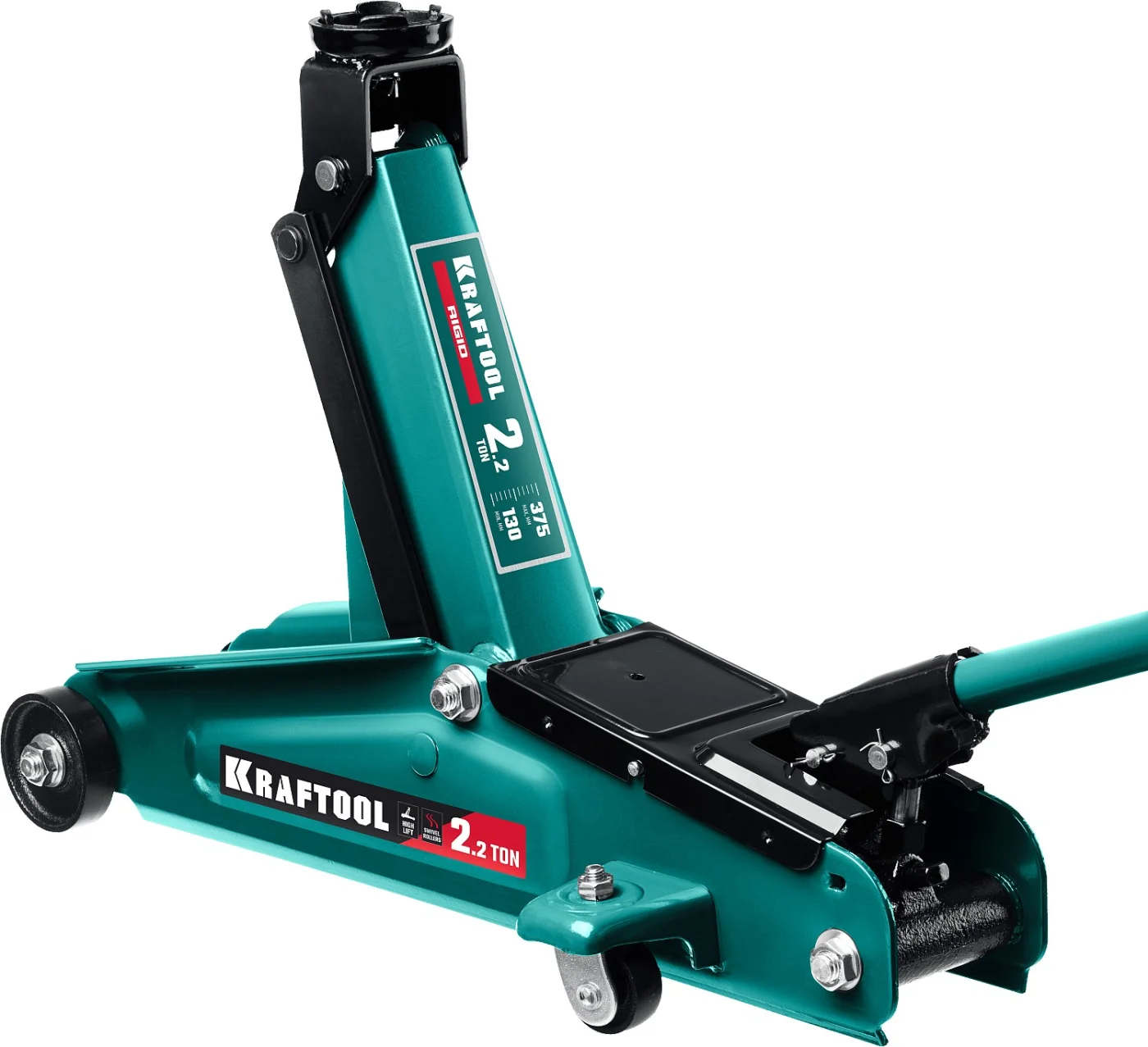 KRAFTOOL RIGID 2.25т 130-385мм подкатной домкрат с увеличенным подъемом