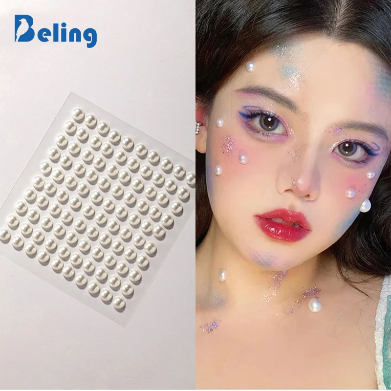 3D жемчужные украшения Beling для лица, 3 мм/4 мм, наклейки для теней, самоклеящиеся наклейки для лица, тела, бровей, алмазные наклейки для ногтей, Алмазное украшение