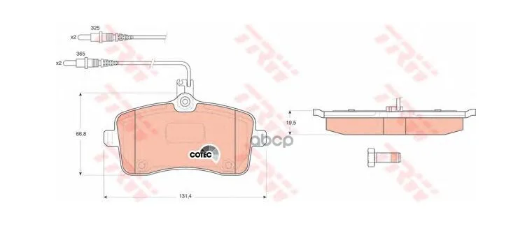 Колодки Торм.Пер./Дат. Peugeot 407 Sw 05/04-; 407 05/04- TRW арт. GDB1594