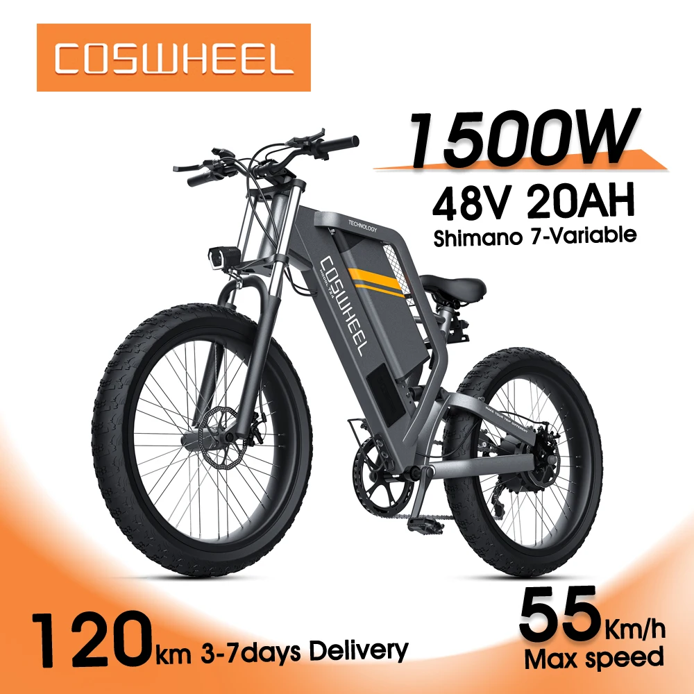 Велосипед электрический Coswheel T26, фэтбайк с колесами 26 дюймов, 48 В 20 Ач, батарея для съемки