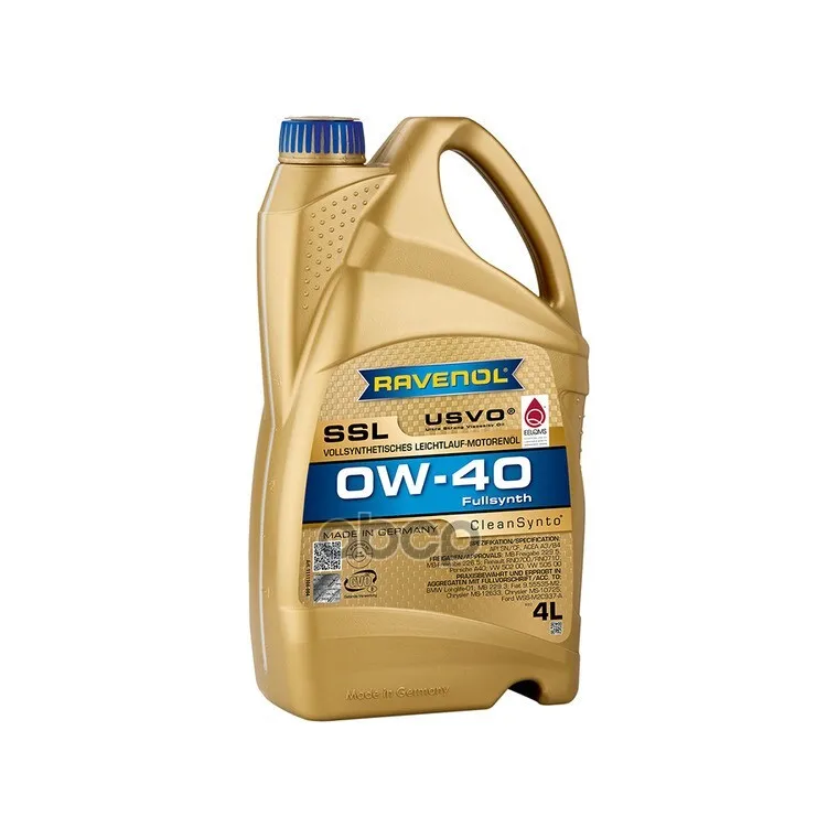 Ravenol Масло Моторное Ssl 0w-40 4л (Синтетика+Пао)