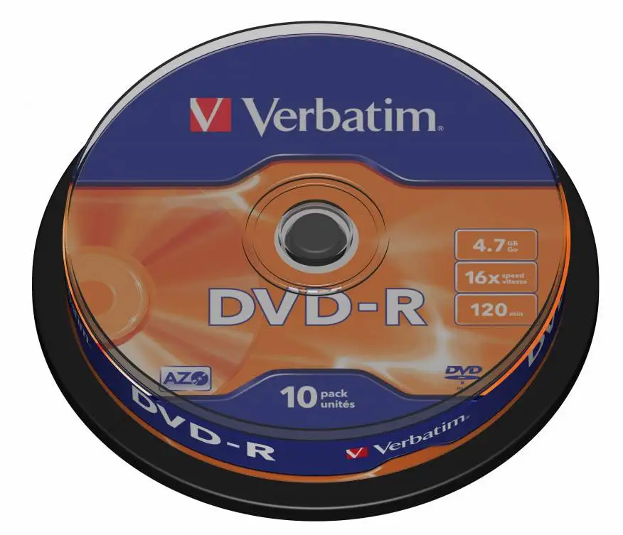 Фото Диск DVD-R Verbatim, 4.7Gb, 16x Cake Box (10 штук) (43523) №2