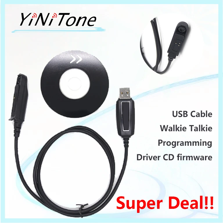 Кабель для передачи данных Baofeng Walkie Talkie, драйвер частоты, CD для UV9R Pro Plus GT3WP UV5S, USB-кабель для программирования