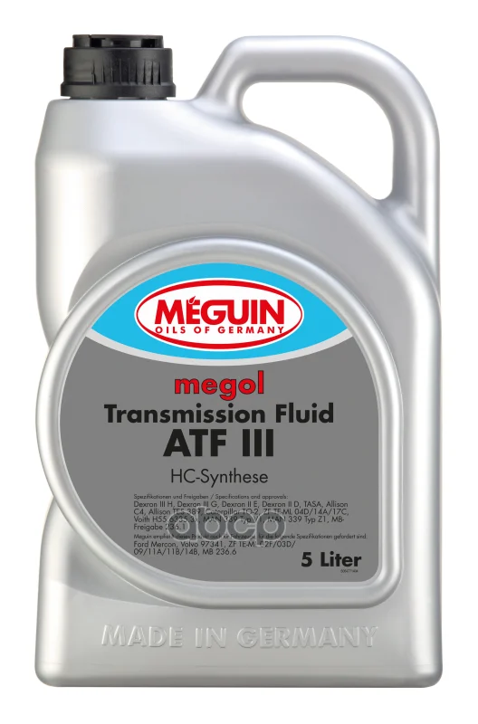 Нс-Синт. Тр.Масло Д/Акпп Megol Transmission Fluid Atf Iii (5л) Dexron Iii H Dexron Iii G Dexron Ii E; Dexron Ii D Tasa Alliso...