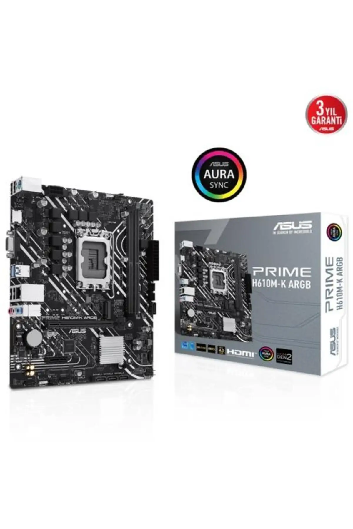 ASUS -  PRIME H610M-K RGB DDR5 M2 PCIe NVME HDMI PCIe 16X v4.0 1700p mATX