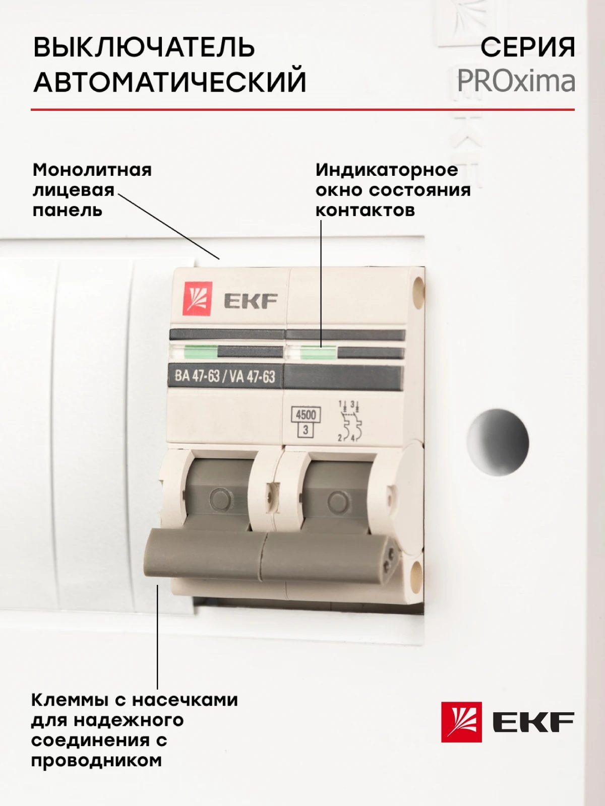 Автоматический выключатель 2P 40А (D) 4,5kA ВА 47-63 EKF PROxima - 1 шт