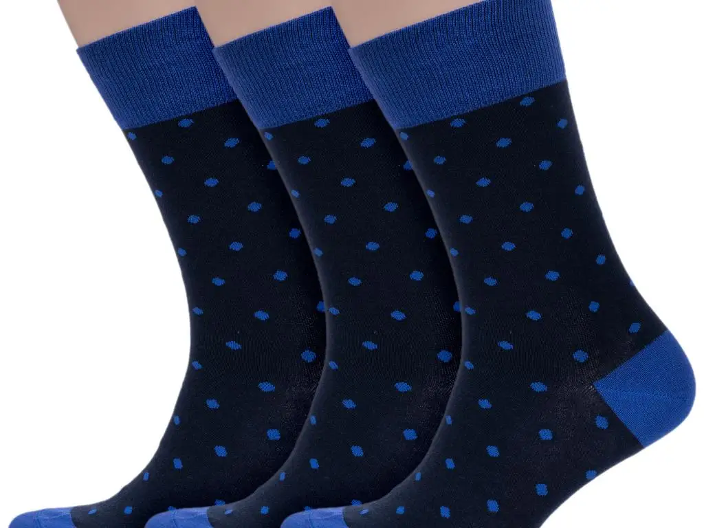 Комплект из 3 пар мужских носков Grinston socks (PINGONS) 18d1, синие