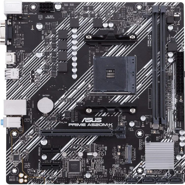 Asus Материнская плата Prime A520M-K Amd A520 (OC) DDR4 4400 МГц (OC) Am4 mATX