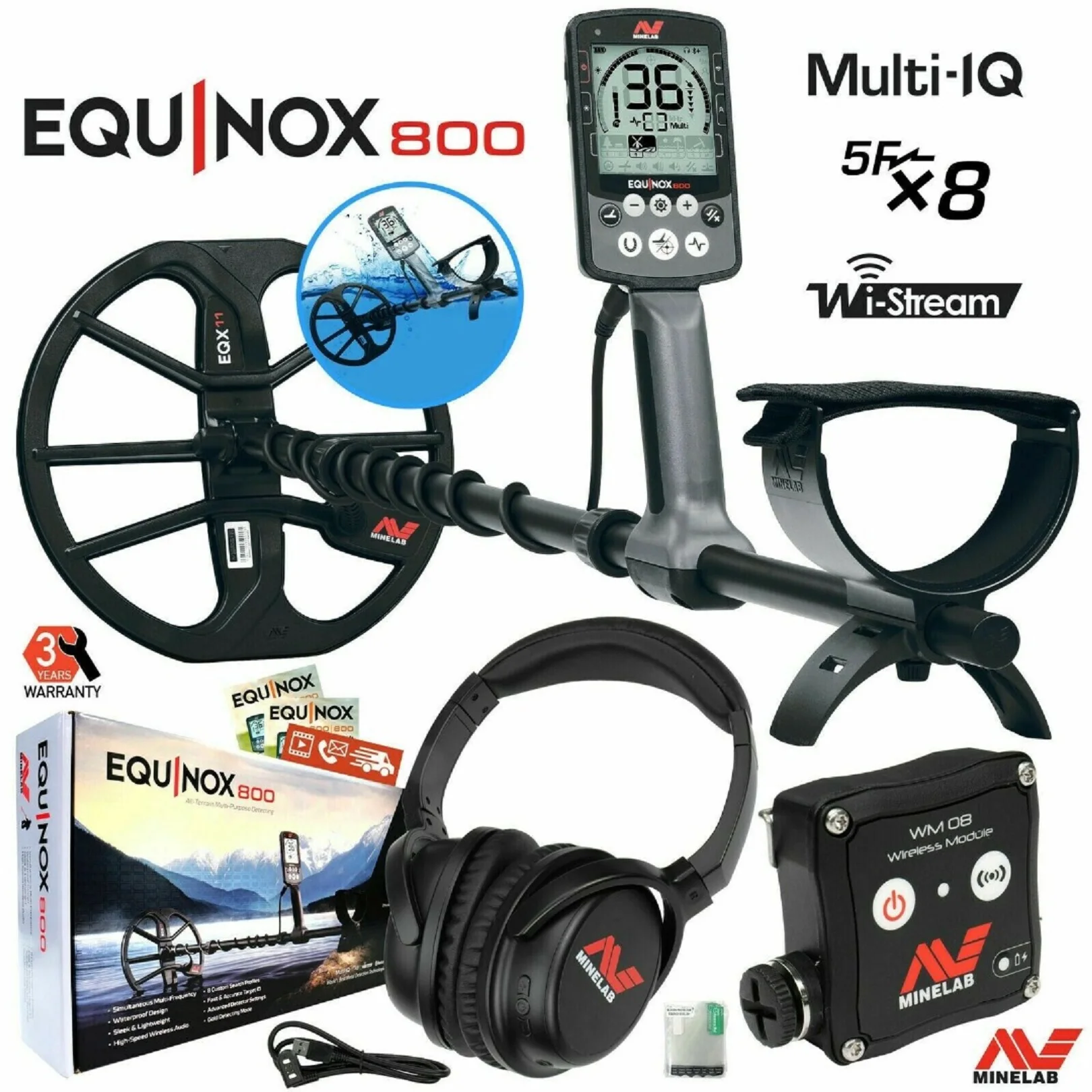 Хит продаж со скидкой на Minelab Equinox 800, металлоискатель с водонепроницаемой катушкой EQX 11 дюймов
