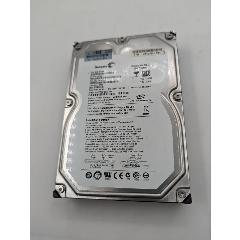 Жесткий диск ST3750330NS, 481275-001, HP, Seagate, SATA, 750 Гб, 3.5