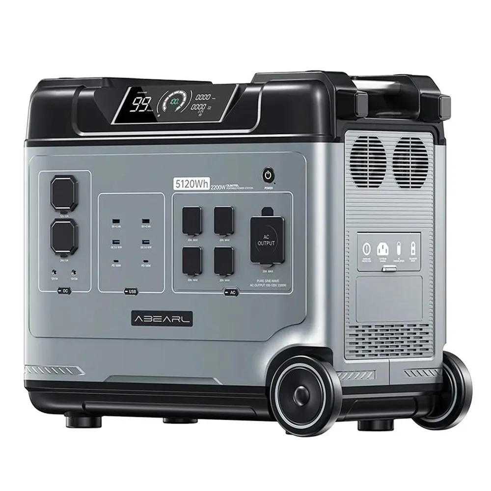 Фото Портативная электростанция OUOUKITEL ABEARL P5000, батарея LiFePO4 5120Wh, выход 2200 Вт, бесшовная фотоэлектрическая 2000 Вт, 15 выходов, ЖК-дисплей №2