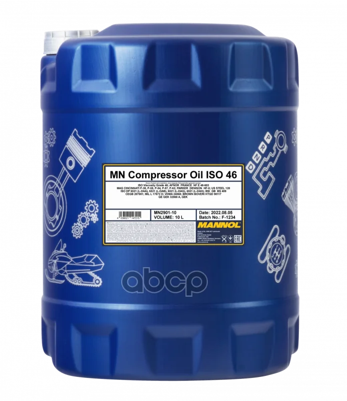 2901-10 Mannol Compressor Oil Iso 46 10 Л Минеральное Масло Для Воздушных Компрессоров Din 51506 Vbl/ Vcl/ Vdl;  Din Vdl 5151...