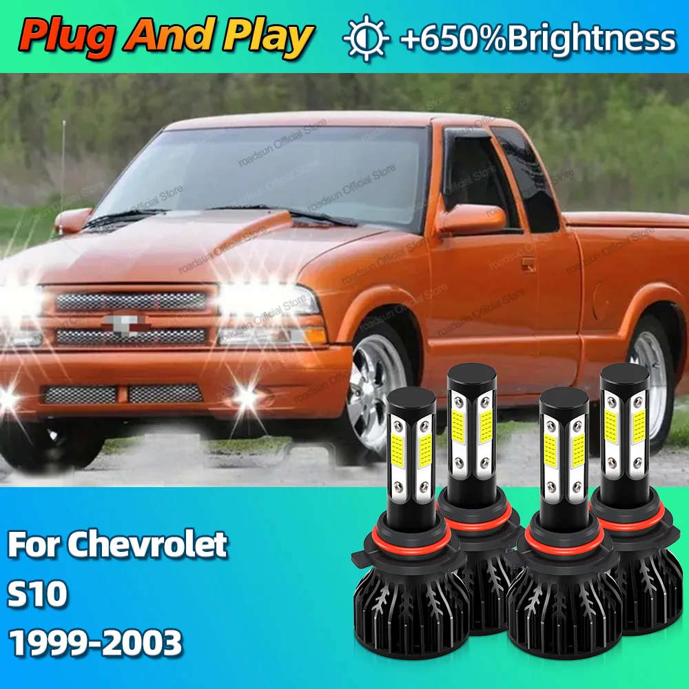 4 шт. светодиодные фары дальнего ближнего света HB3 HB4 лампы 180 Вт для Chevrolet S10 1999 2000 2001 2002 2003