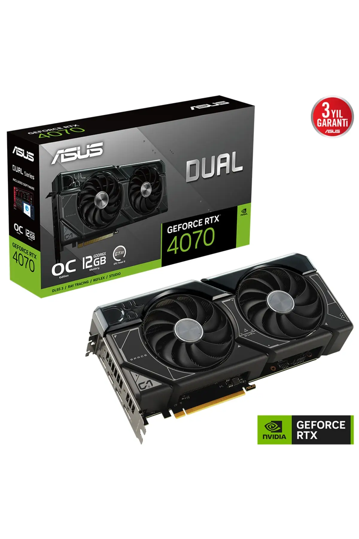ASUS -  Dual Geforce Rtx 4070 Oc Dual-rtx4070-o12g Gddr6x 192bit Dx12 Dlss 3 игровая (плеер) видеокарта