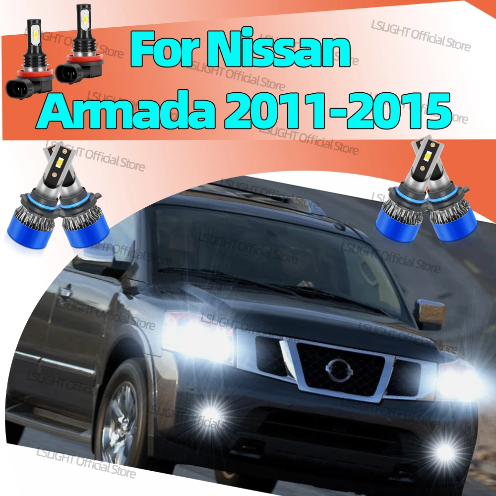 2/6x светодиодные автомобильные лампы 12 В для Nissan Armada 2011 2012 2013 2014 2015 фары 20000LM дальнего ближнего света 6000K противотуманные фары Plug&Play