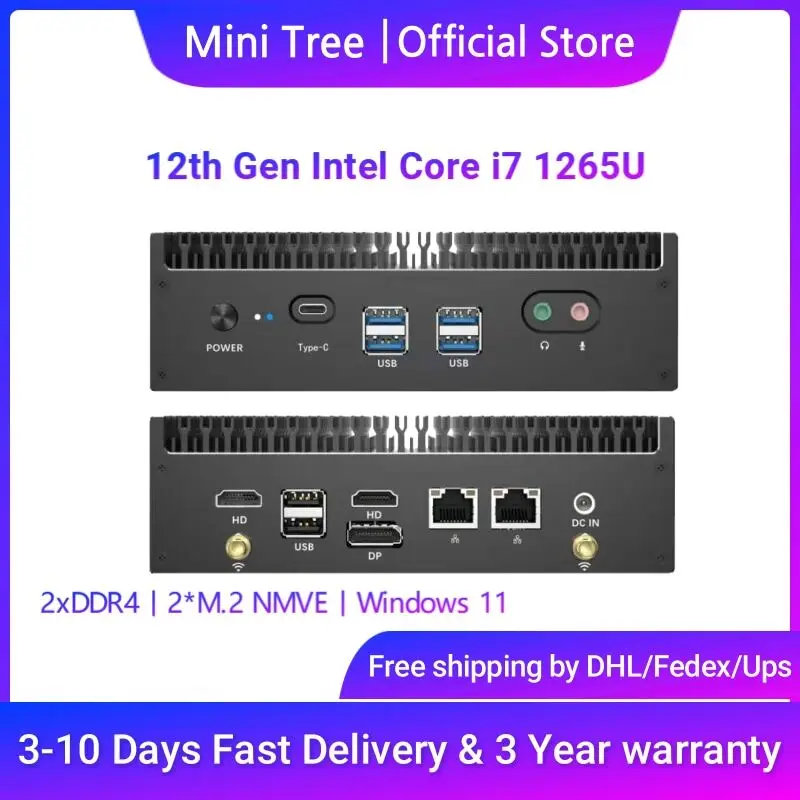 Новейший мини-ПК 12-го поколения Alder Lake Core i5 1235U i7 1265U HD DP Type-C Wifi6 PCIe 4,0 Win11 Pro игровой настольный компьютер