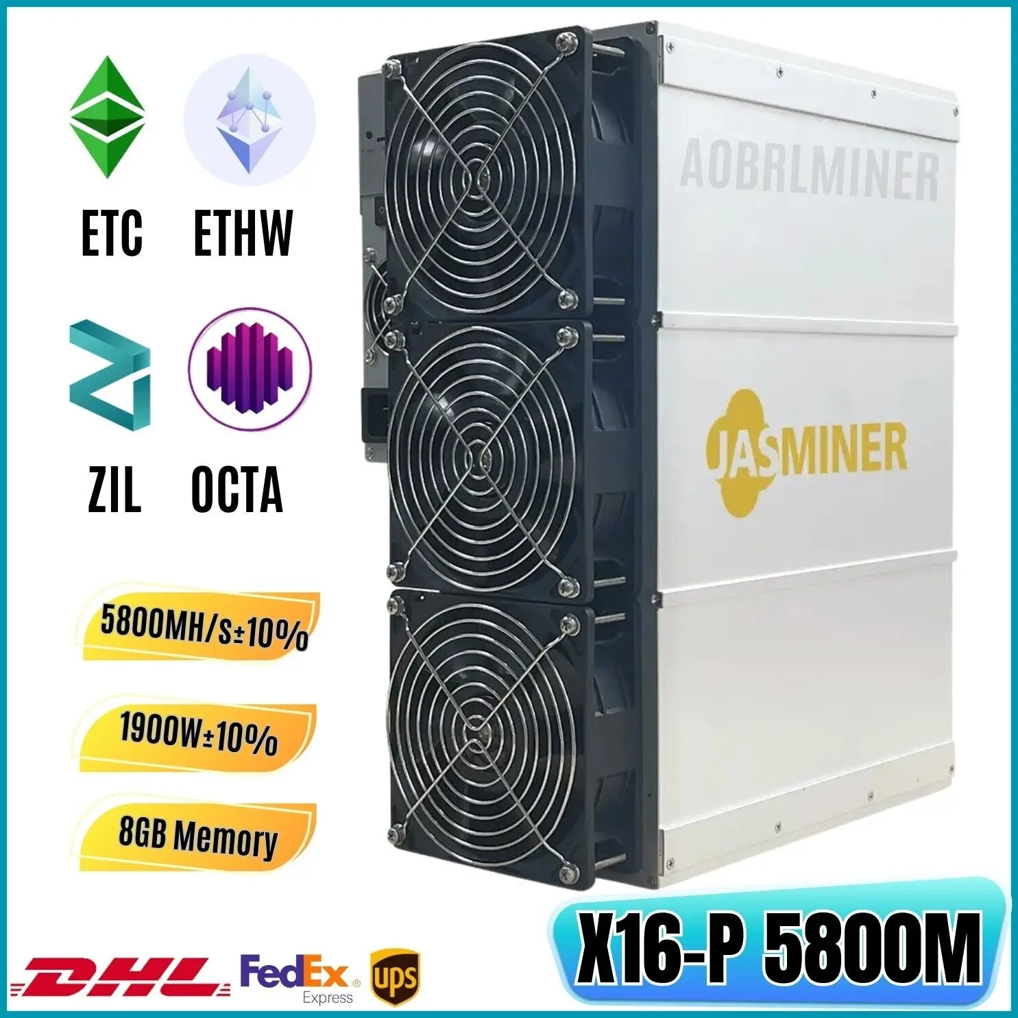 NA КУПИТЬ 4 ПОЛУЧИ 2 БЕСПЛАТНО Новый JASMINER X16-P 5800MH/s 1900W 8G ETC ETHW OCTA ASIC Miner с блоком питания на складе