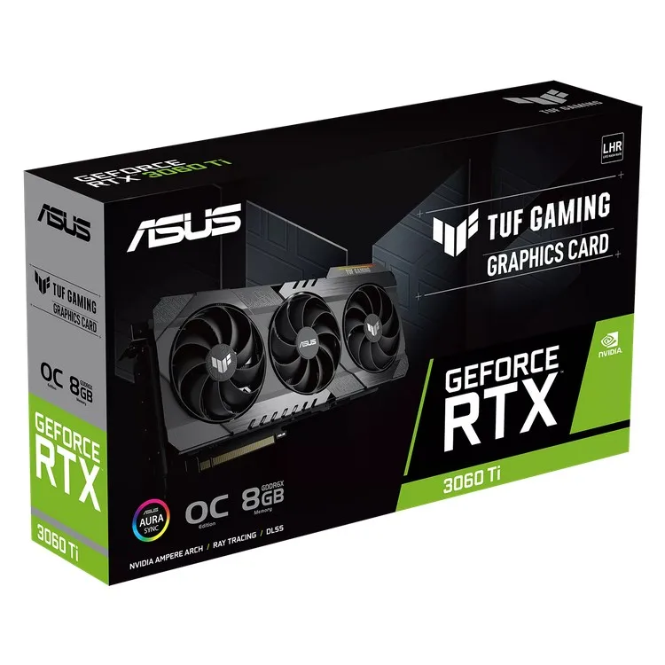 Asus -  ВИДЕОКАРТА ASUS GEFORCE TUF RTX 3060 TI 8 ГБ 256 бит GDDR6X 1785 МГц OC 2xHDMI 3xDP RGB (TUF-RTX3060TI-O8GD6X-GAMING)