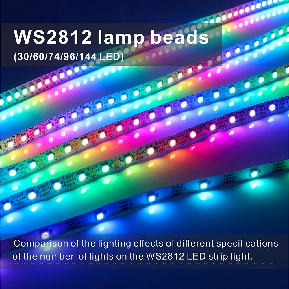 Фото WS2812B WS2811 WS2815 WS2813 Светодиодные ленты RGBIC 30/60/144 пикселей на метр Индивидуально адресуемые интеллектуальные светильники DC5V/12V №3