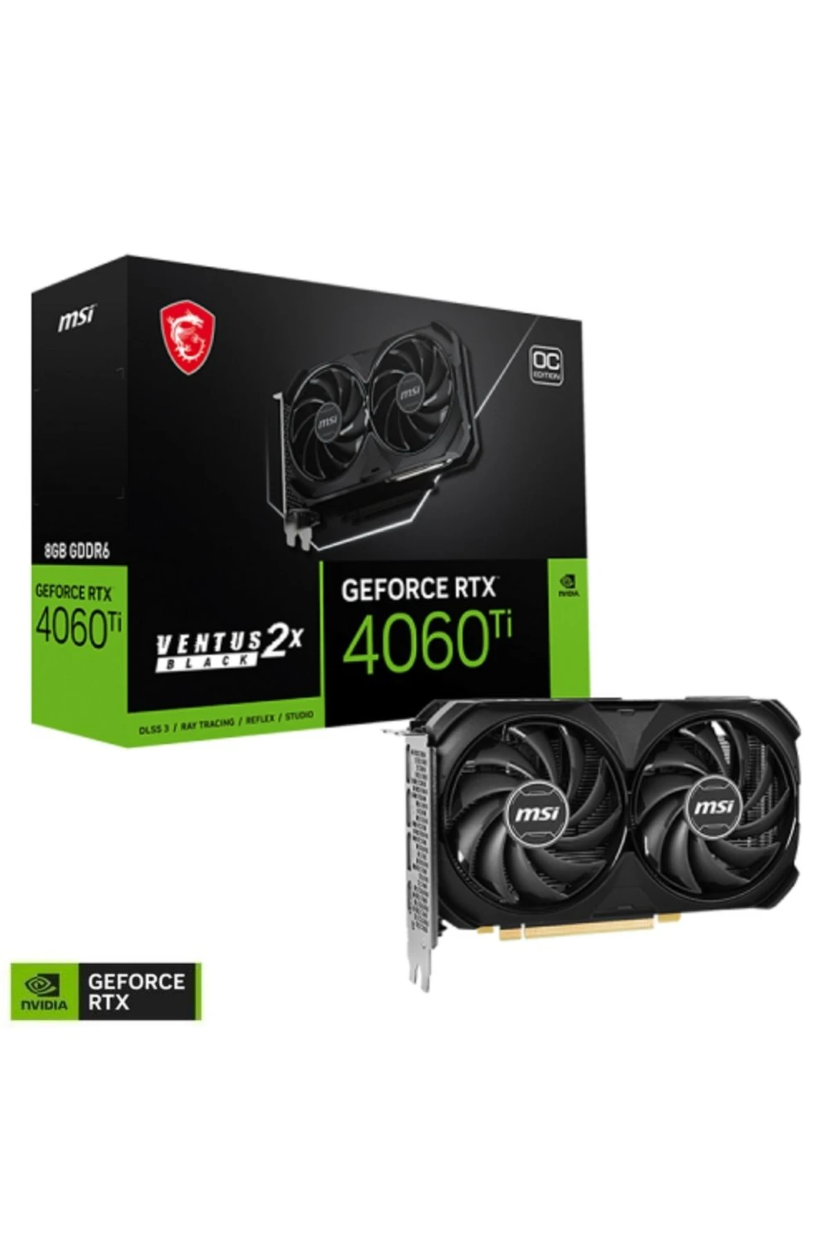 MSI -  Видеокарта Geforce Rtx 4060 Ventus 2x Black 8g Oc Gddr6 128bit Dx12 Dlss 3 Gaming (плеер)