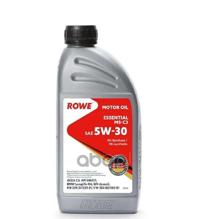 ROWE Масло Моторное Rowe Essential Ms-C3 5w-30 Sn/Cf, C3 Синтетическое 1 Л