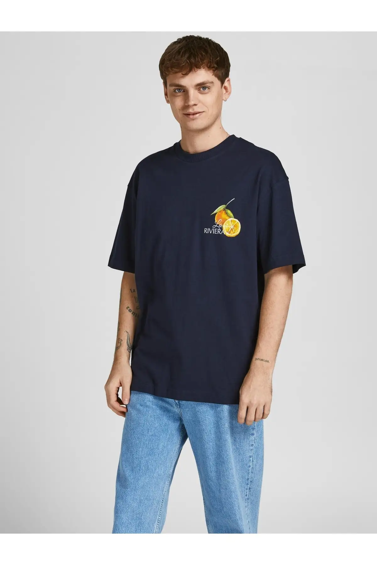 Jack & Jones -  Мужская темно-синяя футболка Jack Jones Montecarlo Water Tee Ss с круглым вырезом Ln 12209836-04