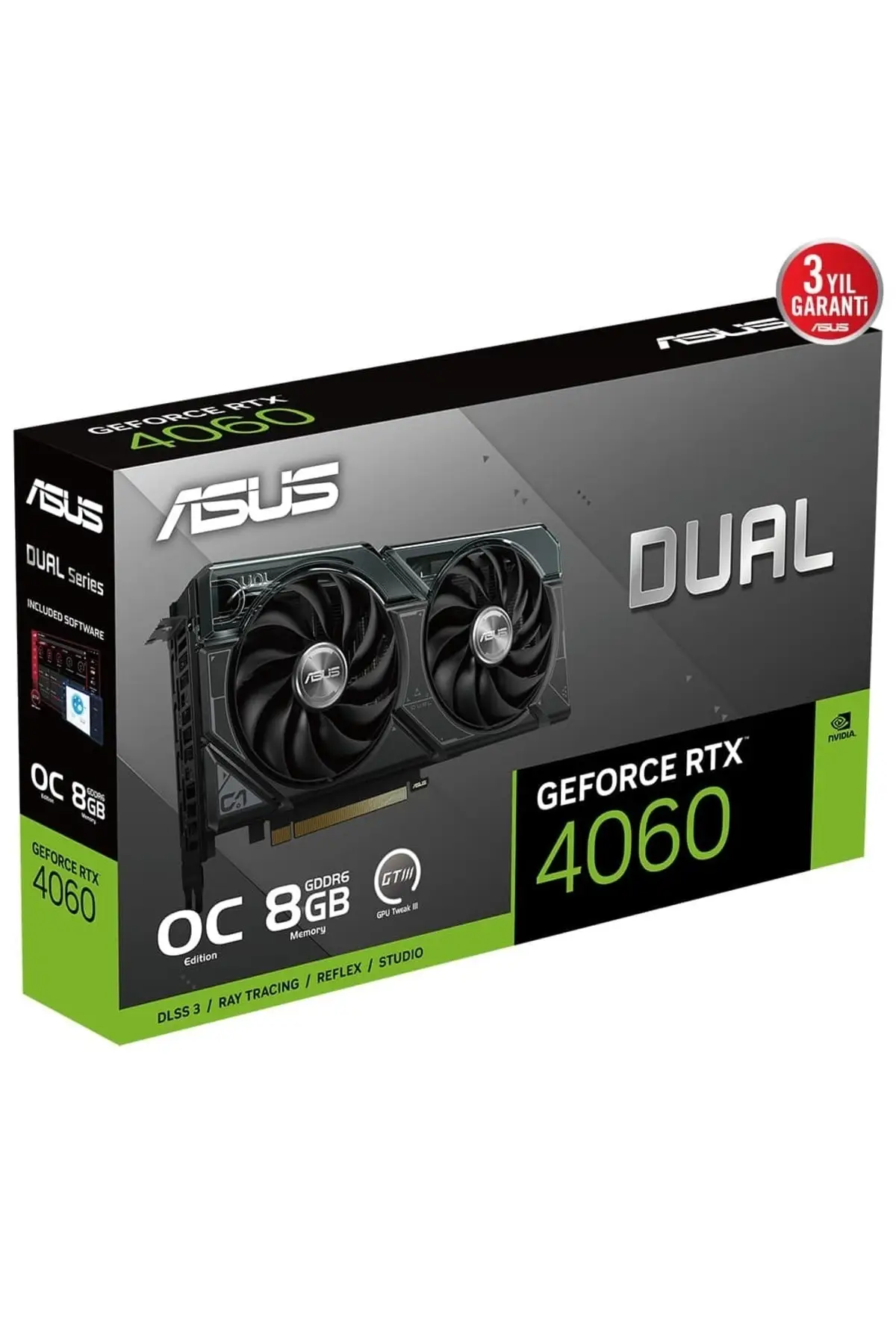 ASUS -  Видеокарта Dual Geforce Rtx4060 Oc Dual-Rtx4060-O8G 8 ГБ Gddr6 128-разрядная Dlss 3