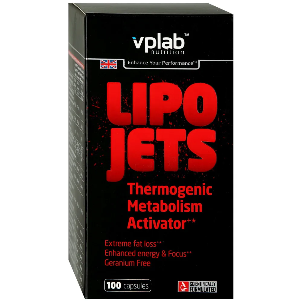 Жиросжигатель VPLab LipoJets 100 капс. Предтренировочный комплекс Гуарана Кофеин Спортивное питание