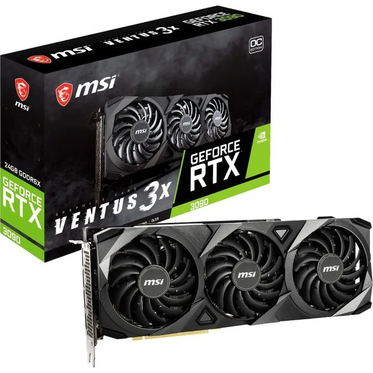 MSI Видеокарта GEFORCE RTX 3090 VENTUS 3X 24G OC 24GB GDDR6X 384-битная NVIDIA