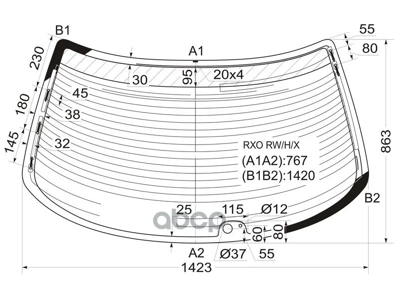 Стекло Заднее С Обогревом (С Отв.) Toyota Mark Ii #X100 96-00 XYG арт. RXO RW/H/X