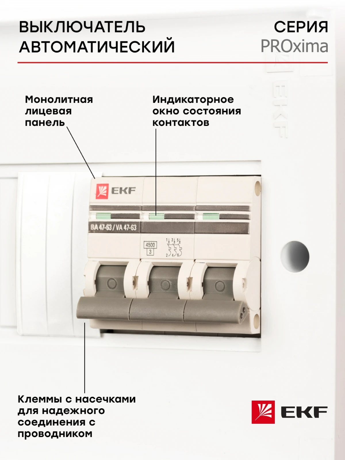 Фото Автоматический выключатель, автомат модульный, EKF PROxima, ВА 47-63, 3P 13А (C) 4,5kA №2