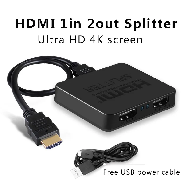 Разветвитель HDMI 4K, 1 в 2, переключатель HDMI 1x2, видеоразветвитель HDMI, усилитель с двойным дисплеем для HDTV Box, ПК, монитор, проектор, ноутбук