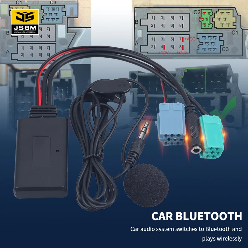 JSBM автомобильный Bluetooth Aux адаптер с микрофоном Handsfree микрофонный кабель для Renault Megane Espace Kangoo Clio Laguna Scenic Trafic Modus Master Updatelist Radio MP3 (art.: 3920cc89f4bd1) - 3920cc89f4bd1