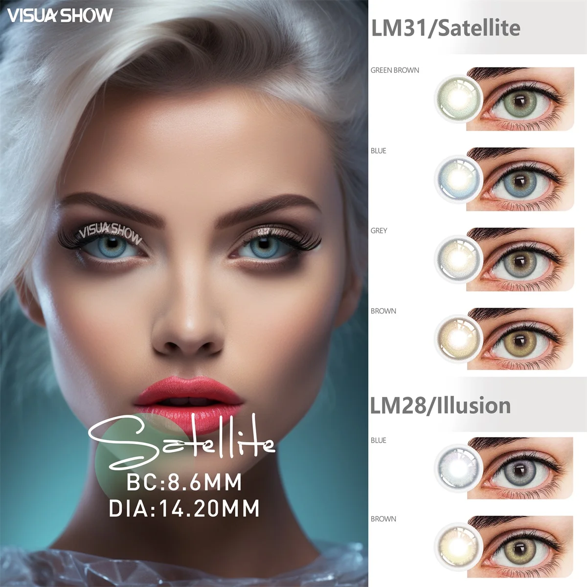 VISUASHOW Satellite косметические контактные линзы цветные контактные линзы для глаз 6 месяцев использования 2 шт. контактные линзы для близорукости от-1,00 до-8,00