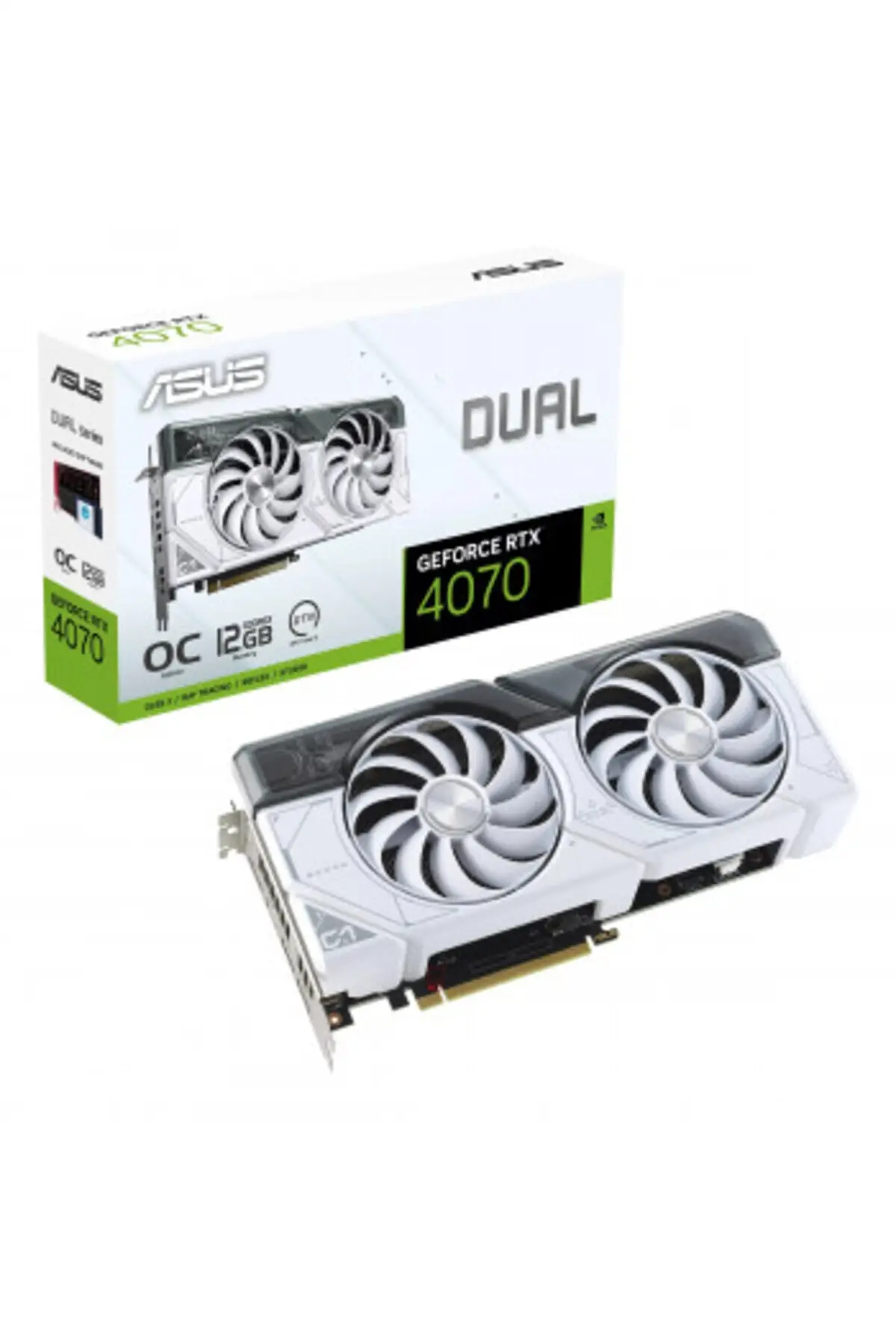ASUS -  Видеокарта Dual Geforce Rtx 4070 Oc Dual-Rtx4070-O12G-White Gddr6X 192Bit Dx12 Dlss 3 для видеокарты