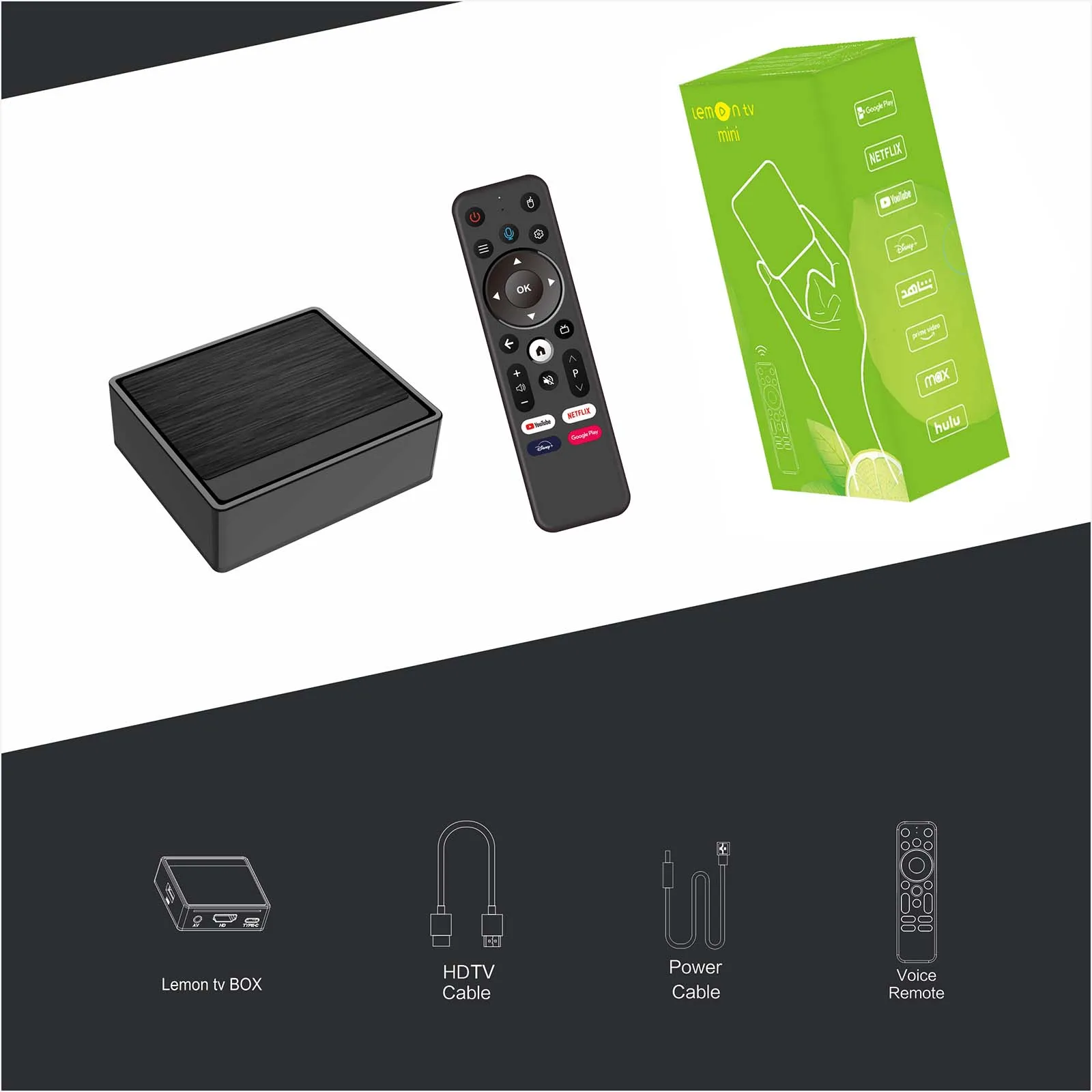 Фото BOXPUT Lemon TV Mini Allwinner H618 Android 12.0 Smart TV Box 2,4G/5G Dual Wifi6 BT5.4 Голосовой пульт 4K Медиаплеер Телеприставка №4